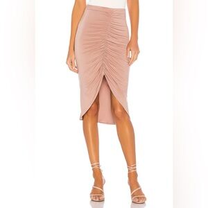 Privacy Please Fabian’s Ruched Pink Midi Pencil Skirt